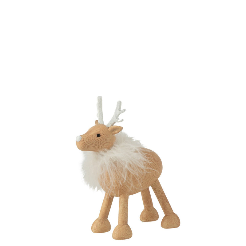 Rendier met bontkraag 23,5 cm hoogte Kerstdecoratie