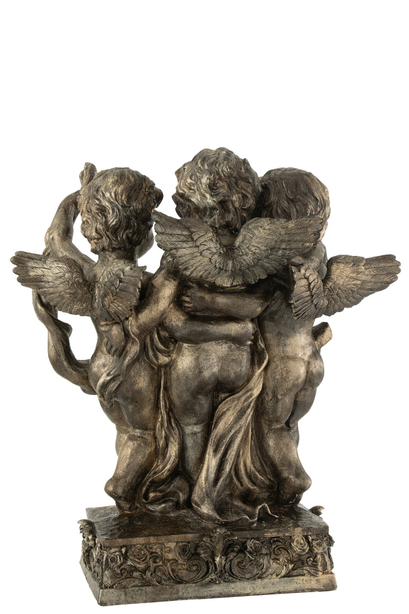 Engel Dreifach mit Bogen, Polyresin, Kupfer - Beeindruckende Ästhetik für Ihren Innenraum