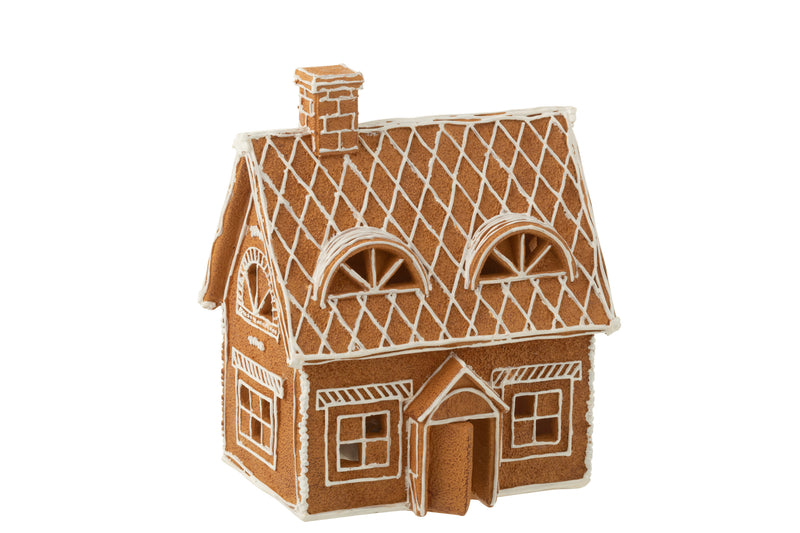Set of 2 gingerbread Santa Clauses in brown and white polyresin - charming Christmas decorations 