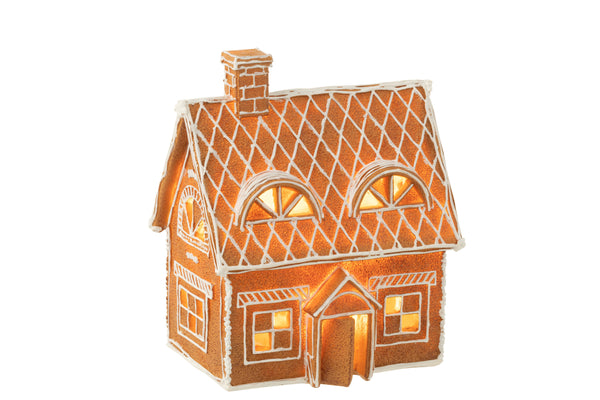 Set of 2 gingerbread Santa Clauses in brown and white polyresin - charming Christmas decorations 