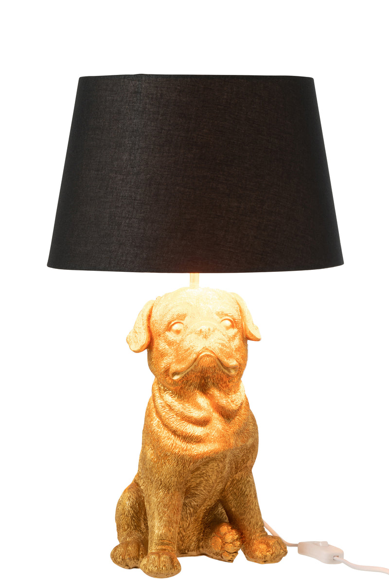 Exclusieve set van 2 zittende hondentafellampen in polyresin - verkrijgbaar in bruin en goud