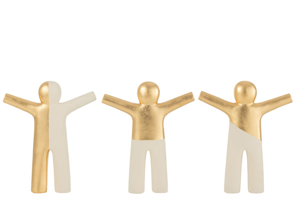 P'tit Maurice Set of 6 Polyresin Figures, Cream/Gold, Arms Outstretched, 31cm