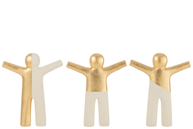 P'tit Maurice 6er Set Polyresin Figuren, Creme/Gold, Arme ausgestreckt, 31cm