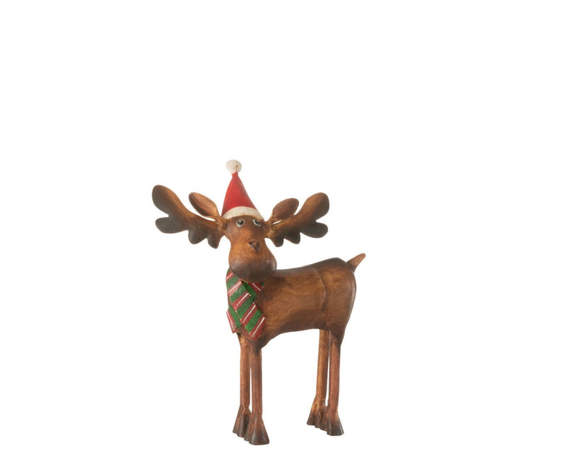 Set van 4 of 6 elanden met metalen kerstmuts en sjaal