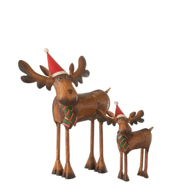 4er- oder 6er-Set Elch mit Weihnachtshut und Schal aus Metall