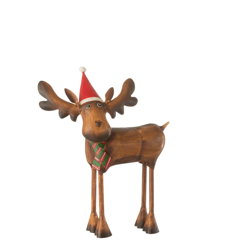 Set van 4 of 6 elanden met metalen kerstmuts en sjaal