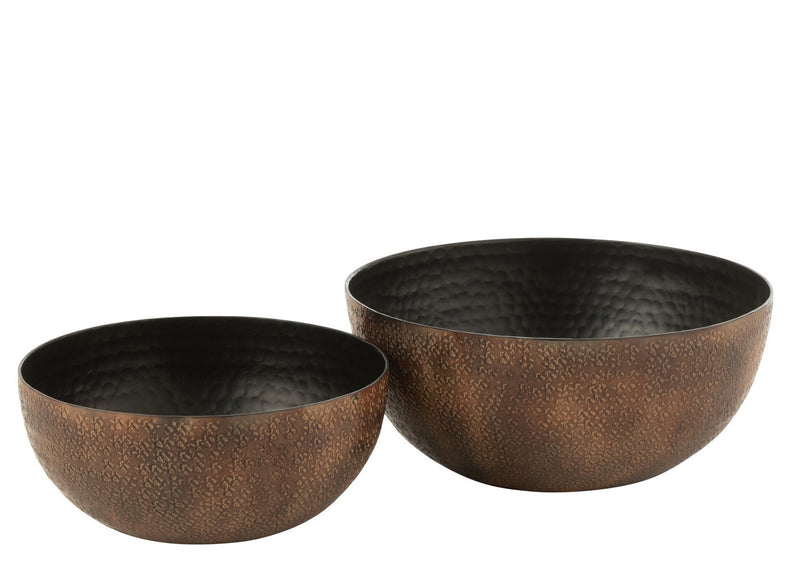 2x Set von 2 Hacienda Schüsseln aus Aluminium in Bronze - Large und Small