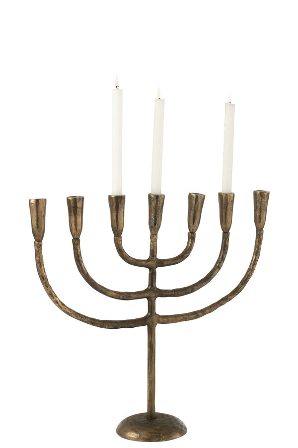 Kerzenhalter Menorah Aluminium Bronze - Für Sieben Stabkerzen