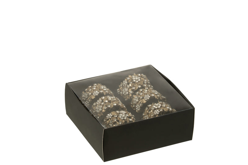 Set van 4 brede servetringen glanzend goudkleurig glas voor elegante tafeldecoratie