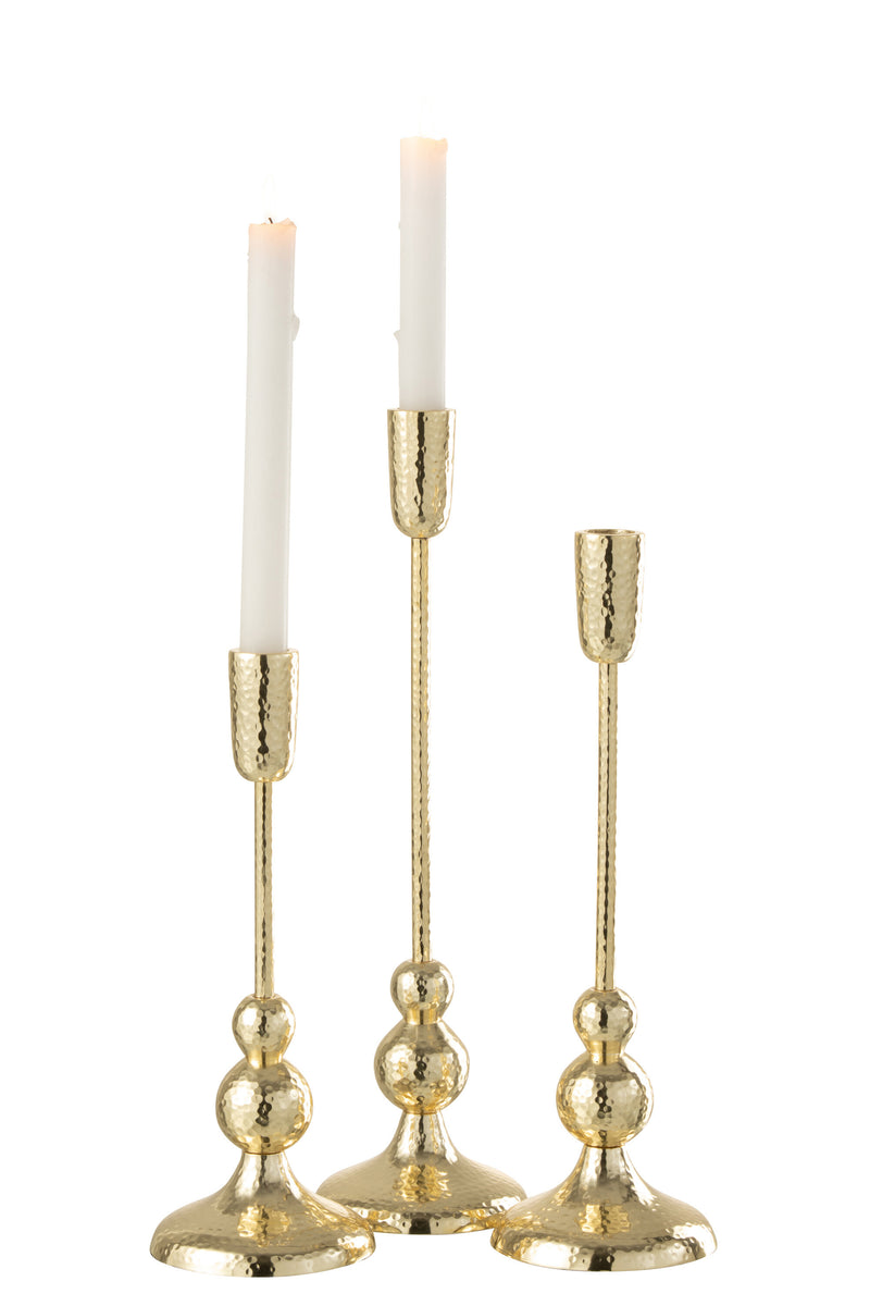 Exklusives 2x 3er Set 'Grane' Kerzenhalter aus Aluminium in Goldfarben
