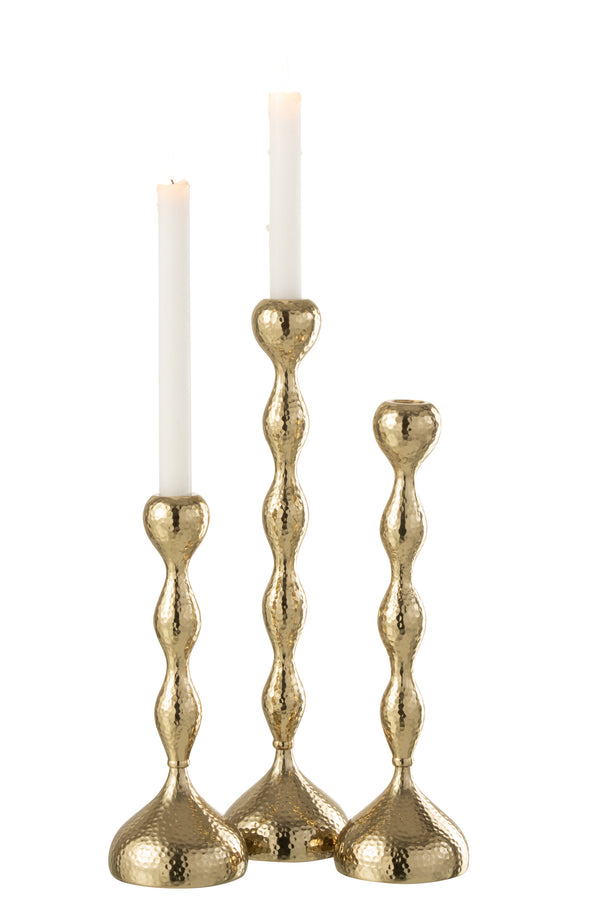 Elegante set van 2 Borne kandelaars van aluminium in goud - verschillende hoogtes voor stijlvolle arrangementen