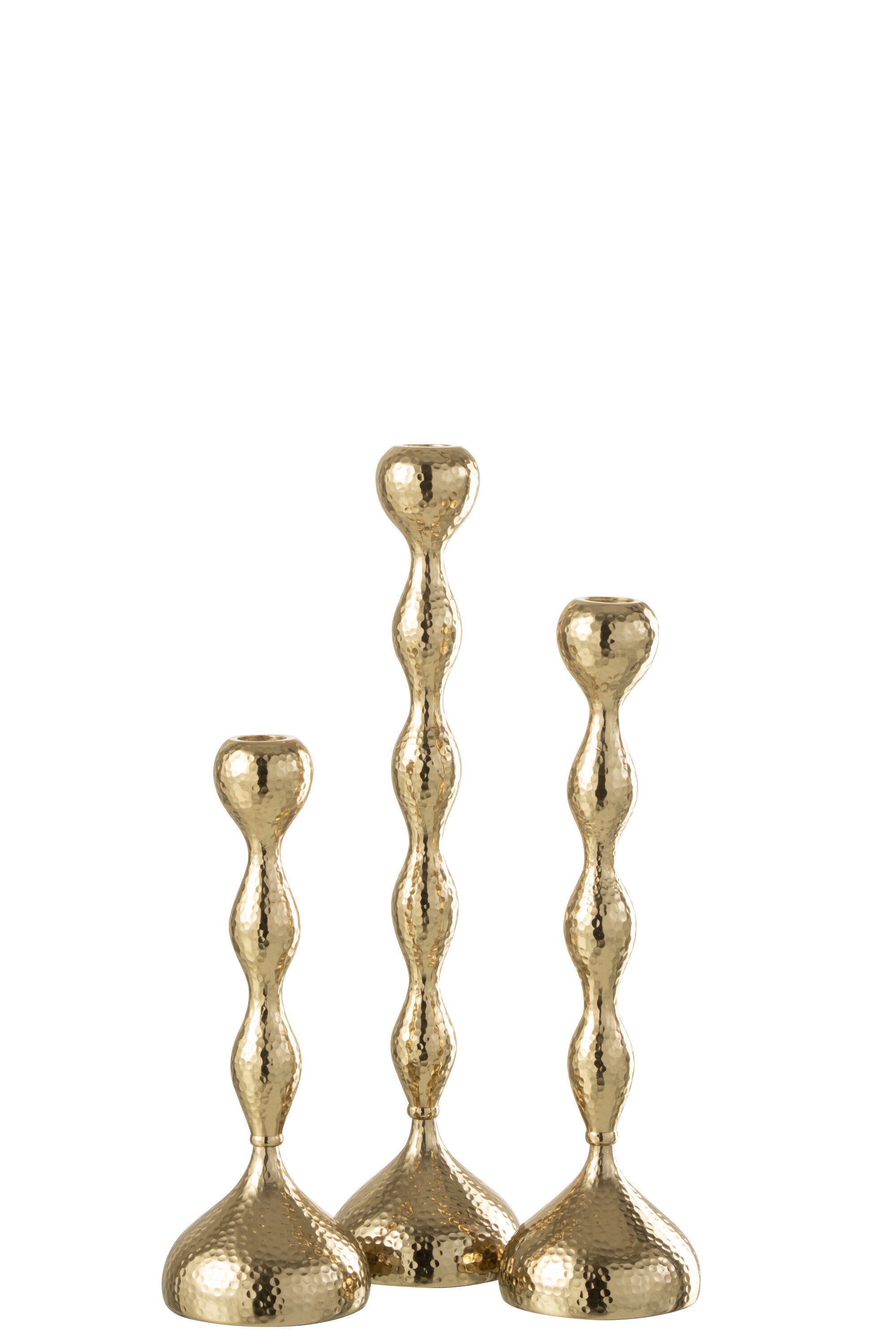 Elegantes 2x 3er Set Kerzenhalter Borne aus Aluminium in Gold - Unterschiedliche Höhen für stilvolle Arrangements