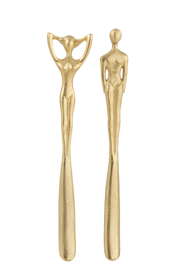2-delige set schoenlepels voor dames en heren, aluminium, goudkleurig - elegante en praktische helpers in het dagelijks leven
