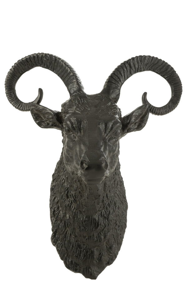 Goat's head made of aluminum - a statement in black