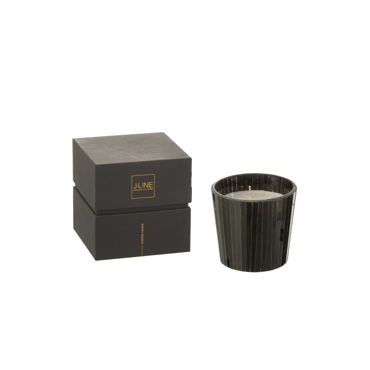 J-Line Duftkerze Noa – Spicy Twilight – Glas – Schwarz – klein – 35U