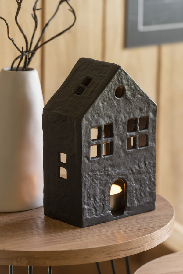 Aluminium theelichthuis 'Urban Retreat' - design in zwart, 19x12x7 cm theelichthuis
