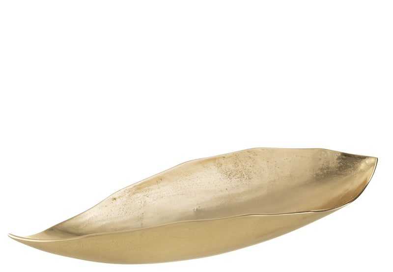 2er Set Deko-Tablett Blatt in Gold aus Aluminium - Eleganz in Zwei Größen