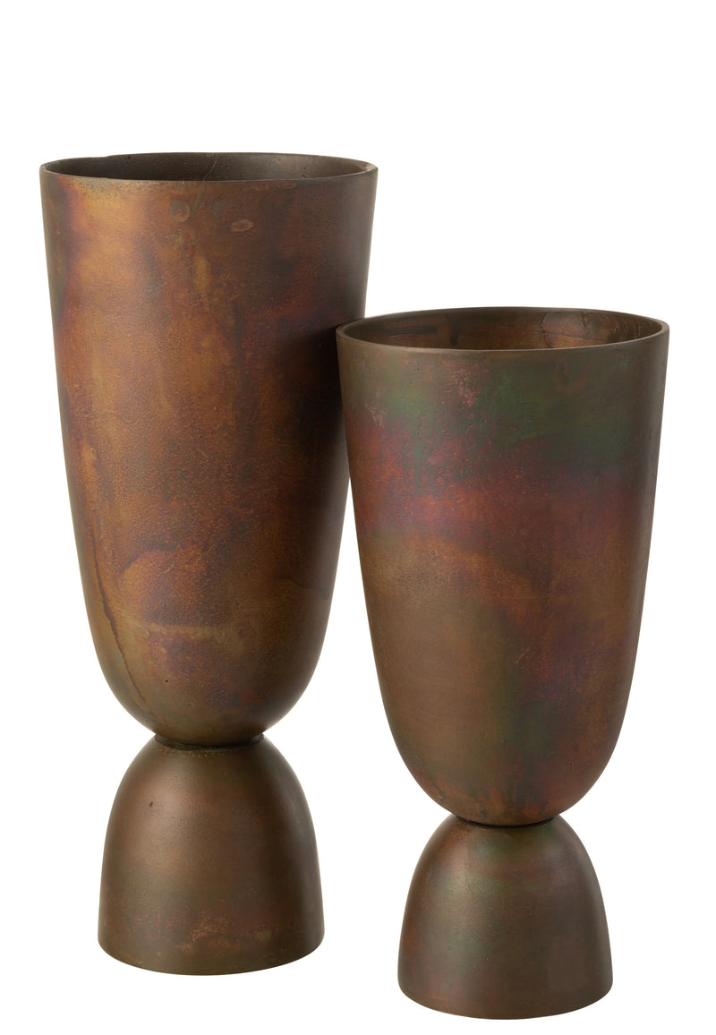 2er-Set "Thor" - Erhabene Aluminium Vasen in Bronze, Large oder Small