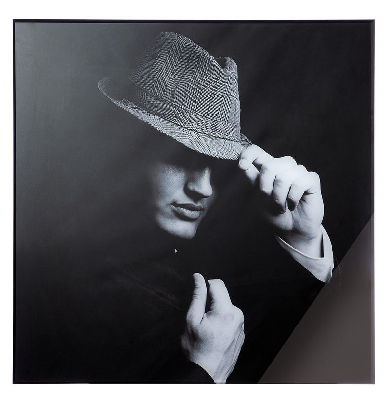 Set of 3 acrylic/aluminium pictures 'Gentleman' - black/grey with a high-quality aluminum frame