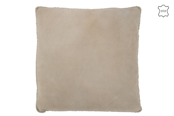 Exclusieve set van 2 kussens 'Woven' in grijs leer - stijlvol vakmanschap, onderhoudsvriendelijk, 45x45 cm
