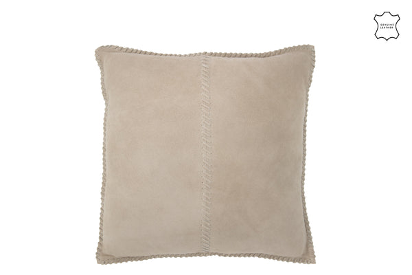 Premium set van 2 kussens 'Line Middle' in grijs leer - elegant, luxueus en onderhoudsvriendelijk, 45x45 cm