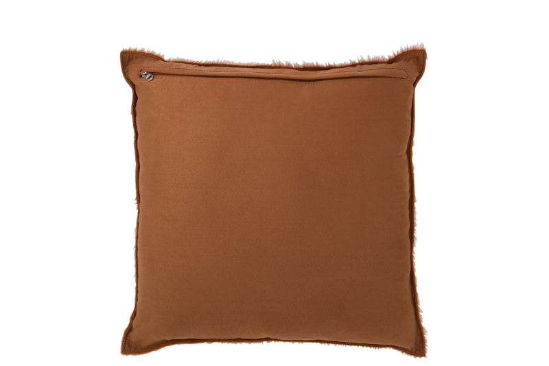 Premium set van 2 kussens gemaakt van koeienhuid in camel