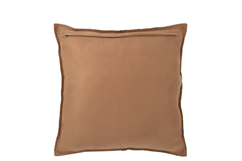 Premium set van 2 kussens gemaakt van koeienhuid in donker camel