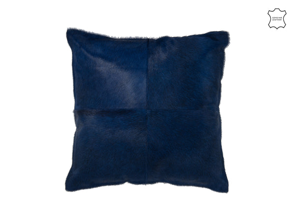 Exquisite set of 2 genuine cowhide leather cushions in electric blue