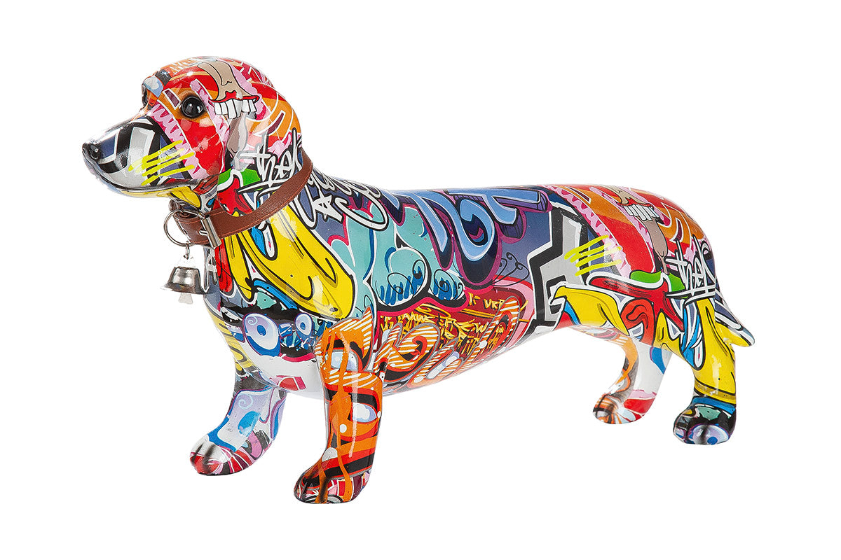Dackel Street Art mehrfarbig 36 cm