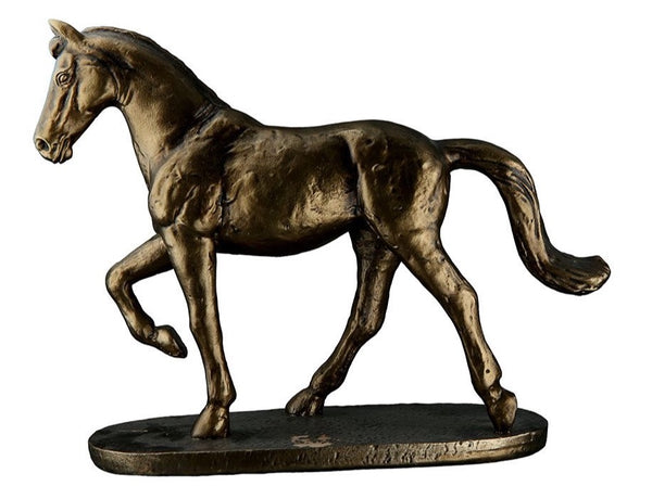Handgefertigte Poly Skulptur "Pferd" in Bronzefarben