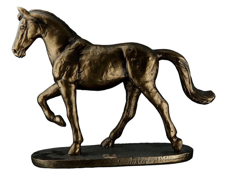 Handmade poly sculpture horse in bronze colors