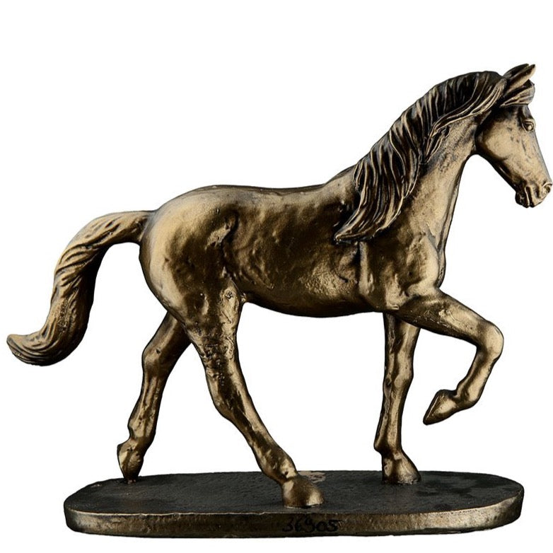 Handmade poly sculpture horse in bronze colors