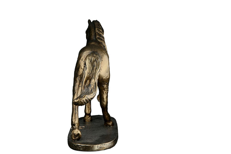 Handmade poly sculpture horse in bronze colors