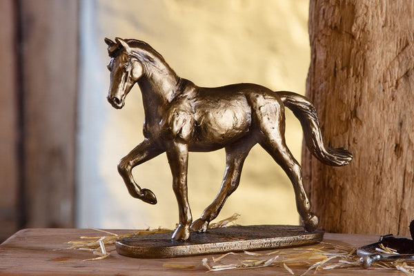 Handmade poly sculpture horse in bronze colors