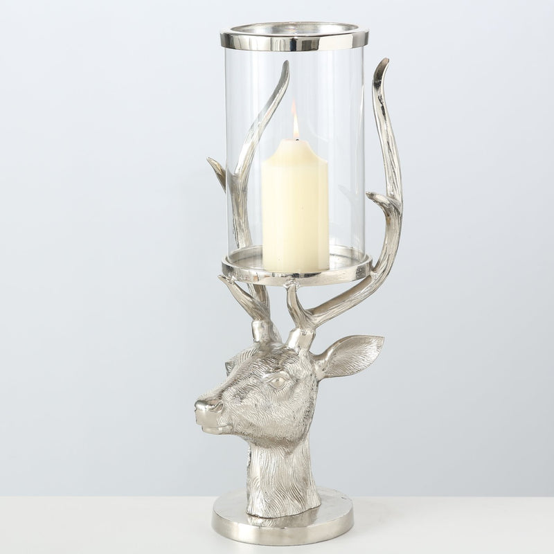 Festliches Windlicht 'Hirsch' - Exklusives Aluminium-Design, 24x51 cm - Perfekt für eine stimmungsvolle Weihnachtsbeleuchtung