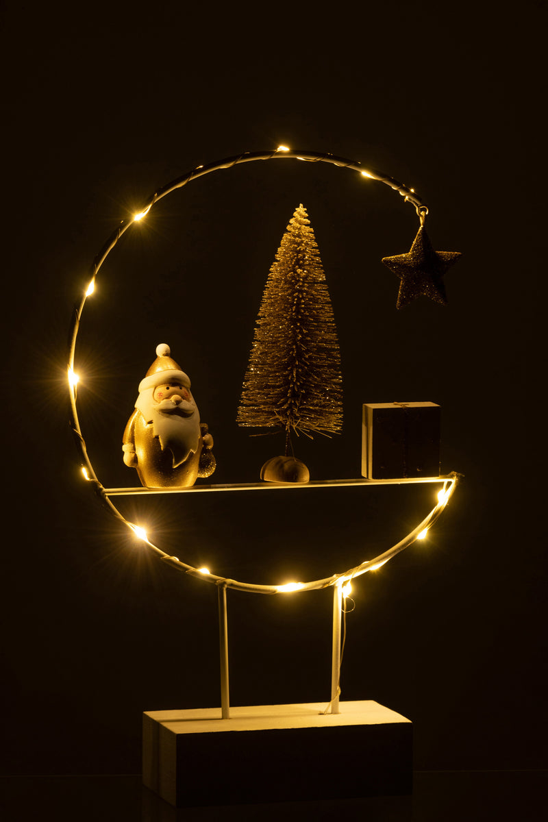 Weihnachts LED Halbkreis Weihnachtsmann Tannenbaum Geschenk Stern in Weiß/Gold