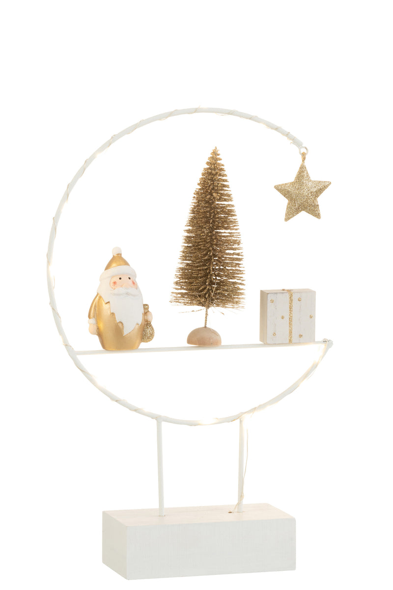 Weihnachts LED Halbkreis Weihnachtsmann Tannenbaum Geschenk Stern in Weiß/Gold