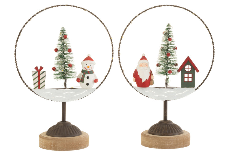 Festliche 2er Set LED Weihnachtsdeko - Weihnachtsmann, Haus, Schneemann, Tannenbaum