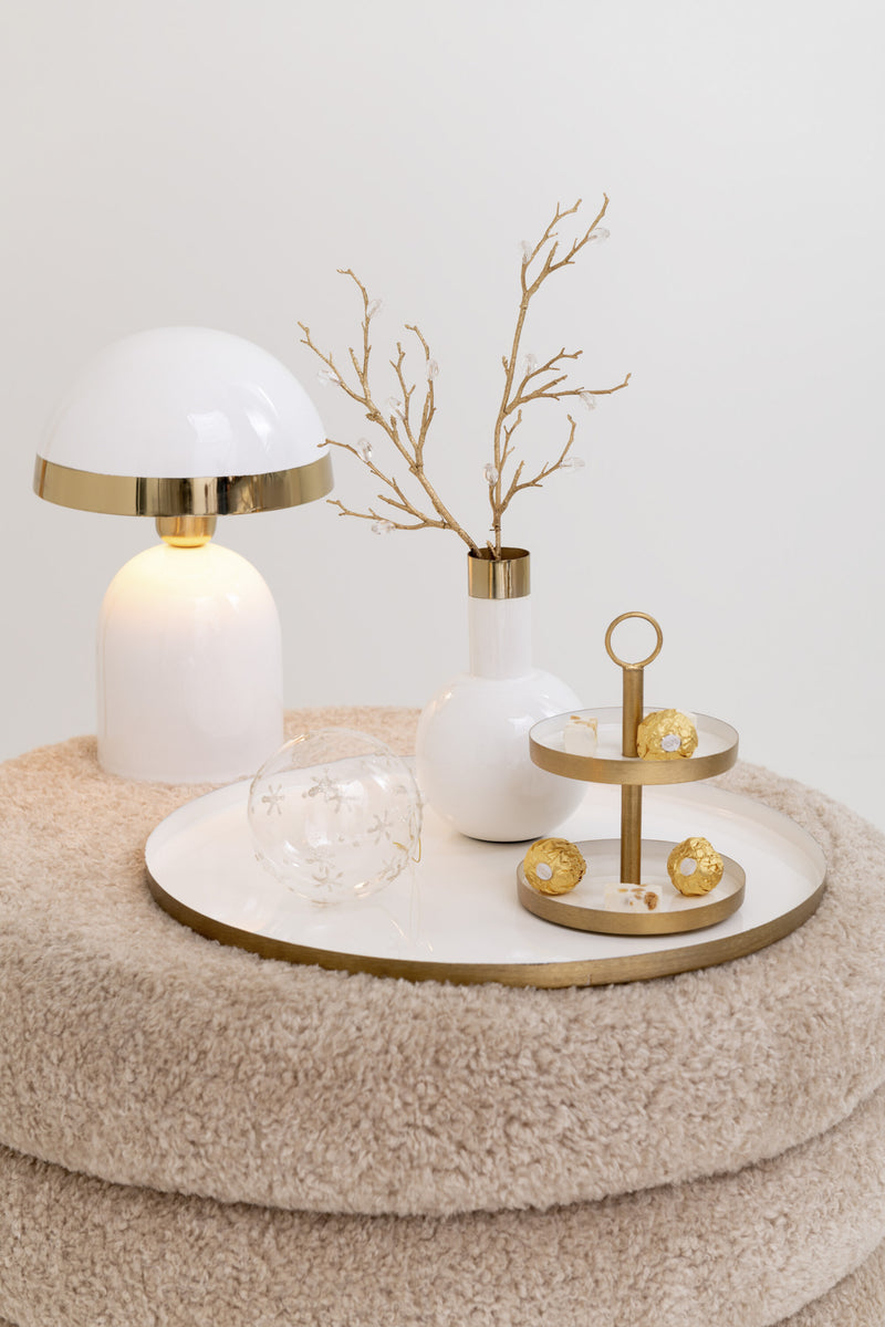 Rand Gold Metal Table Lamps Set of 2 in Bright White - Elegant and Modern