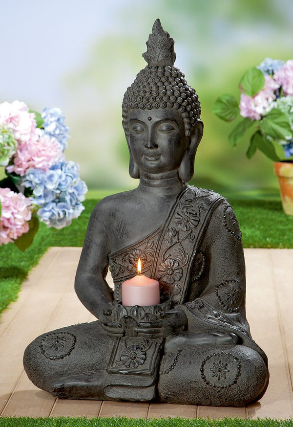Stylish outdoor Buddha candle holder - An oasis of calm for your garden