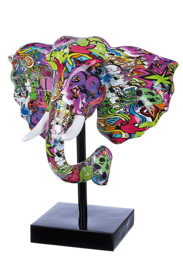 Artistiek Olifant Street Art-beeldhouwwerk - Levendig Graffiti Magenta-ontwerp