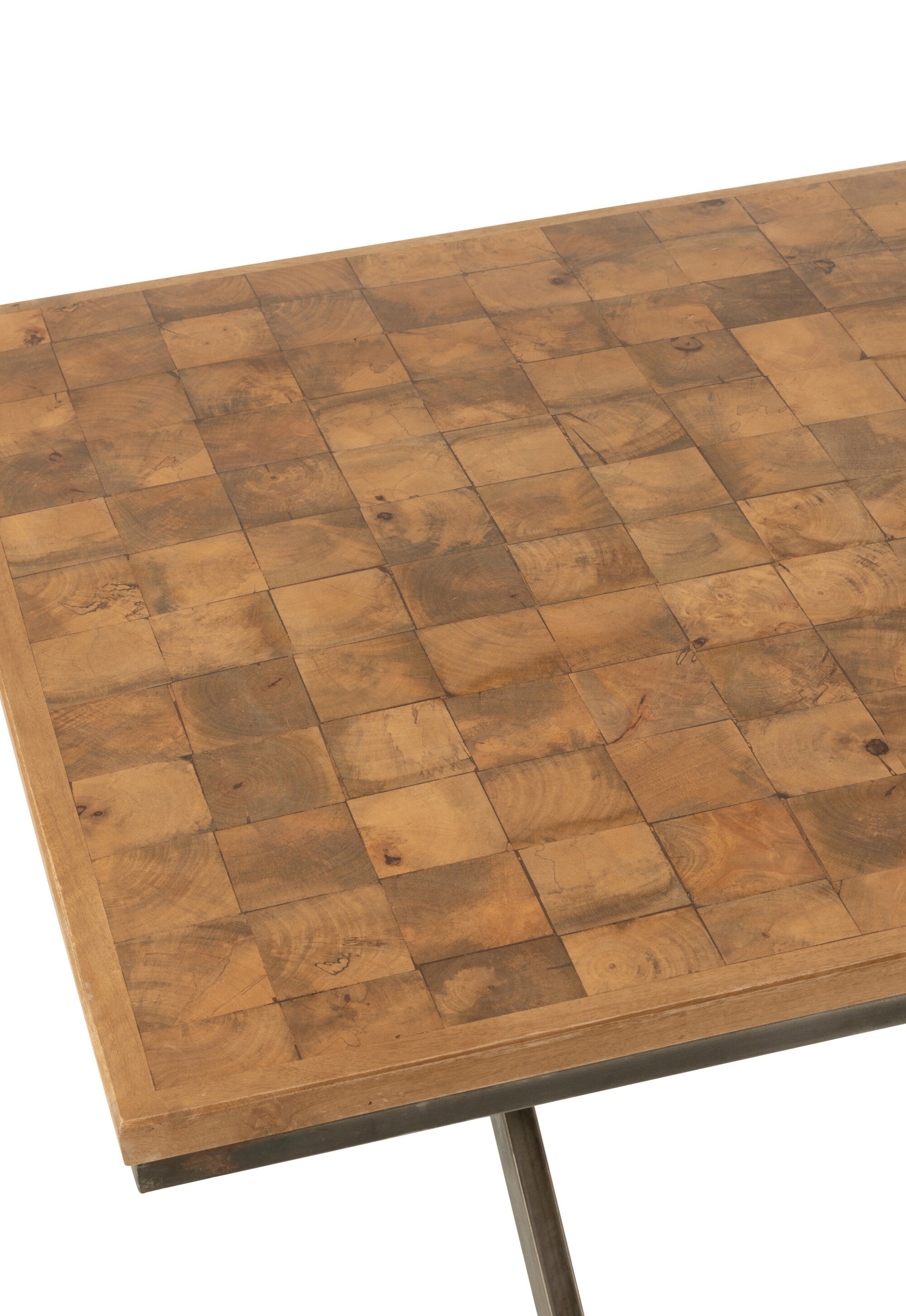 Handcrafted Yoni dining table made of mango wood and metal with a natural look