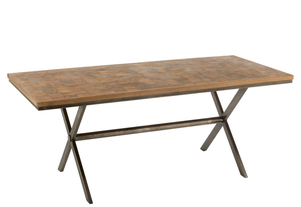 Handcrafted Yoni dining table made of mango wood and metal with a natural look