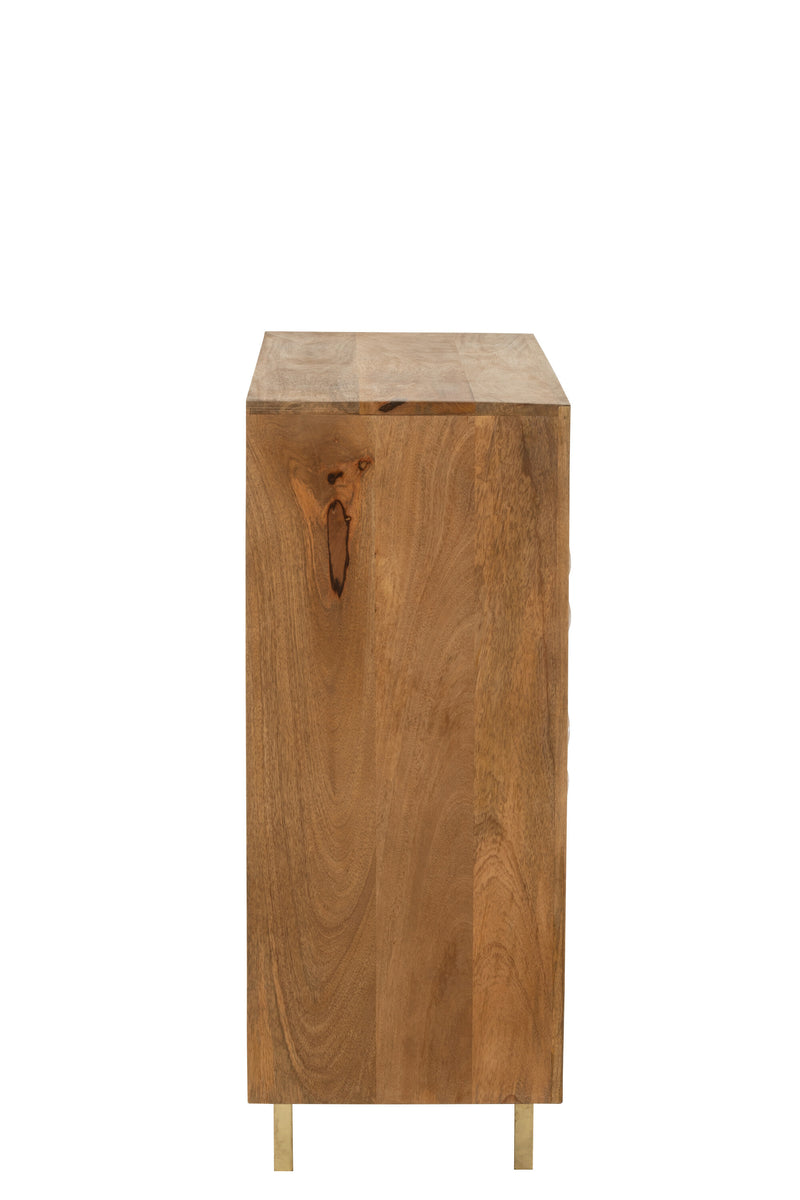 Handcrafted Nino cabinet made of mango wood and metal in natural and gold