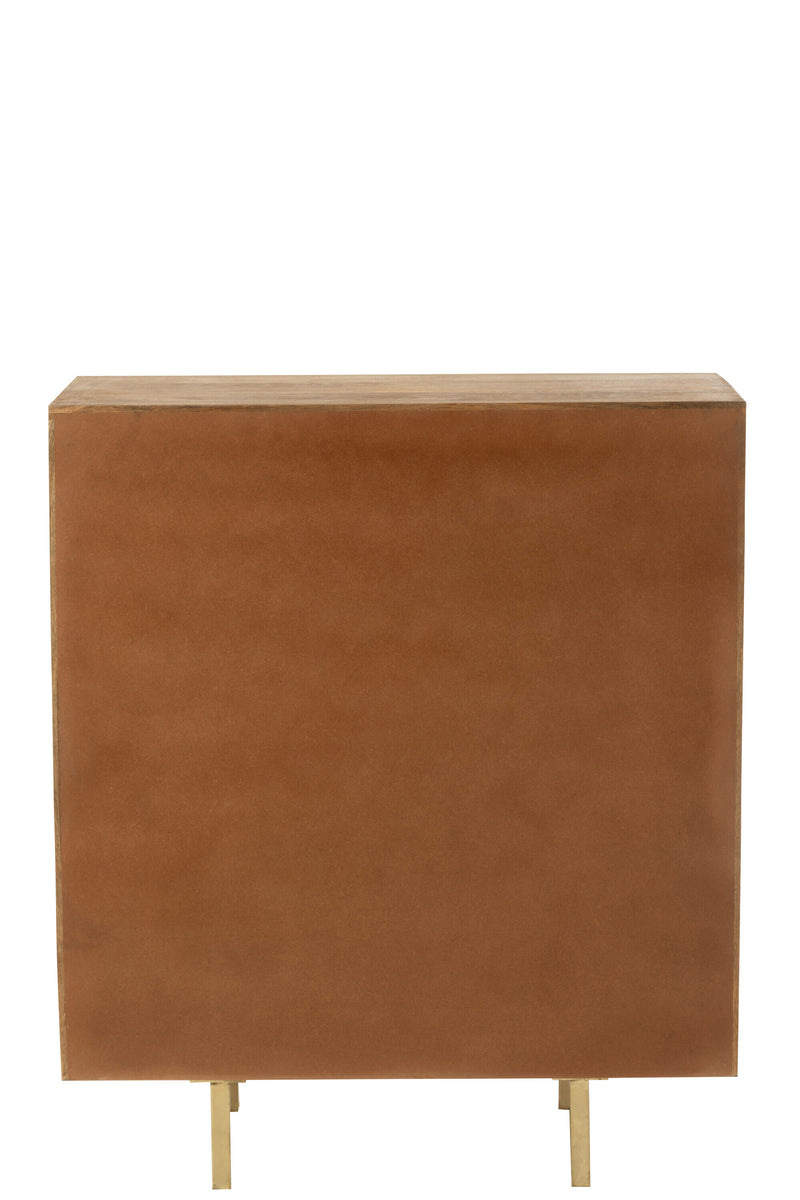 Handcrafted Nino cabinet made of mango wood and metal in natural and gold