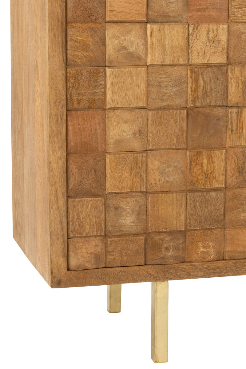 Handcrafted Nino cabinet made of mango wood and metal in natural and gold