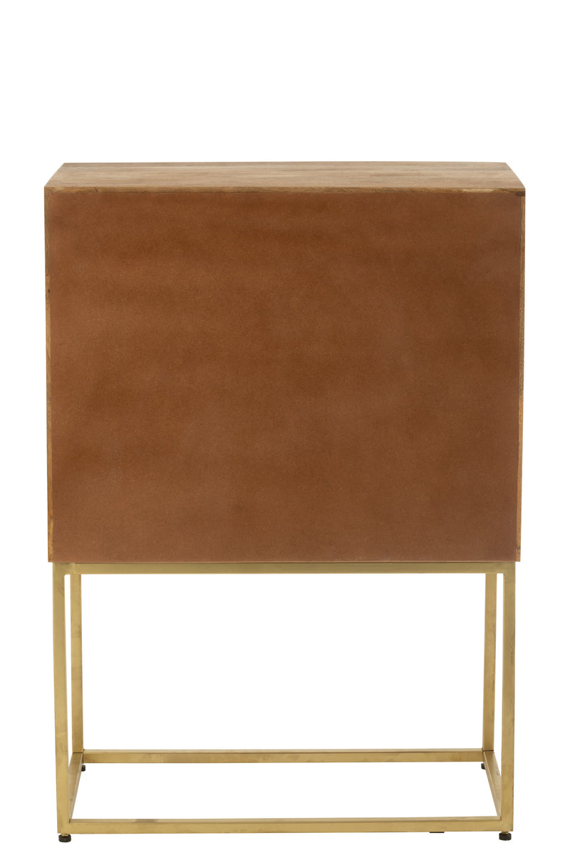 Elegant Nino cabinet made of mango wood and metal, natural and gold, handmade