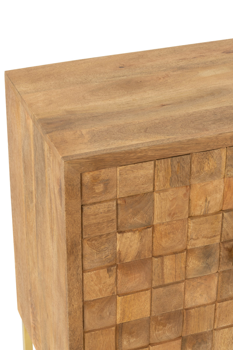 Elegant Nino cabinet made of mango wood and metal, natural and gold, handmade