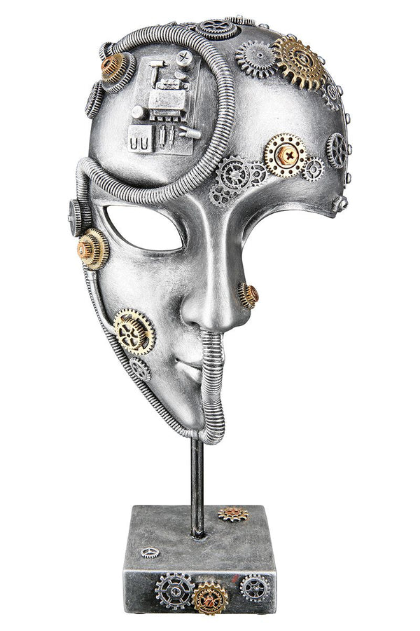 Einzigartiges Steampunk Face Dekoobjekt - Antik Silber mit Goldfarbenen Elementen