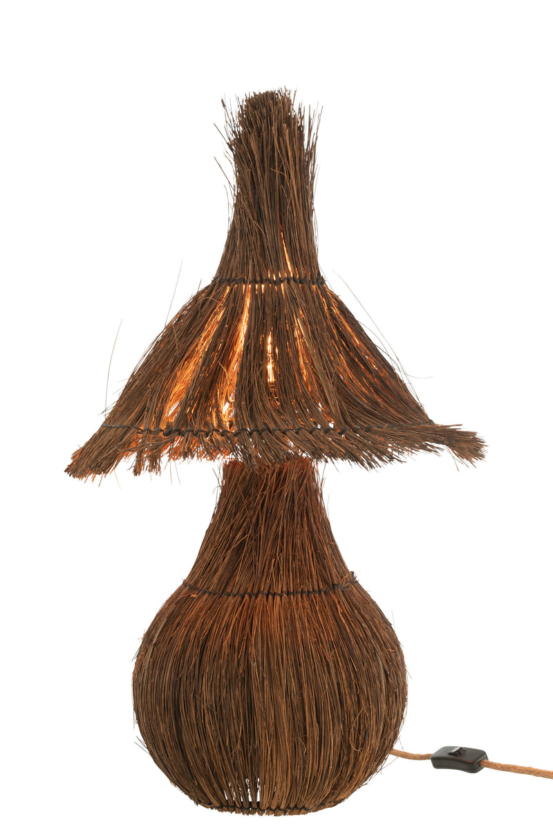 Exclusieve set van 2 tafellampen tropisch - bohemian elegantie in bruin